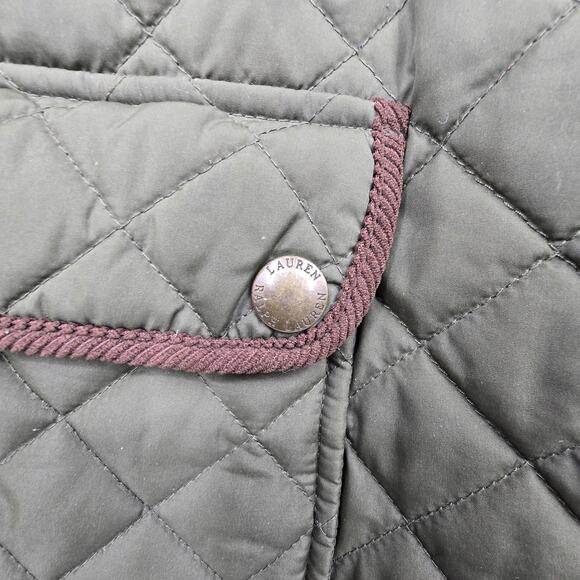 Lauren Ralph Lauren LRL Quilted Barn Coat Women's LG Green Chore Jacket Corduroy - Picture 6 of 16